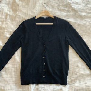 Uniqlo Black Merino Wool Crew Neck Cardigan XS